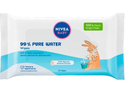 Nivea Baby 99% Pure Water detské vlhčené utierky 57ks