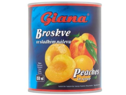 Giana broskyne lúpané v sladkom náleve 850ml