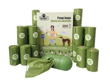 Ruby vrecká na psie extrementy s dávkovačom 360ks