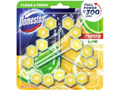 Domestos Power 5 Lime tuhý WC blok 3x55g