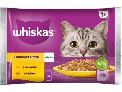 Whiskas kapsička 1+ želé pre mačky 4x85g - Kuracie,morčacie