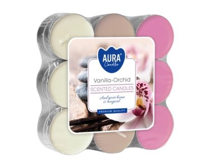 Aura Bispol Vanilla-Orchid vonné čajové sviečky 18ks