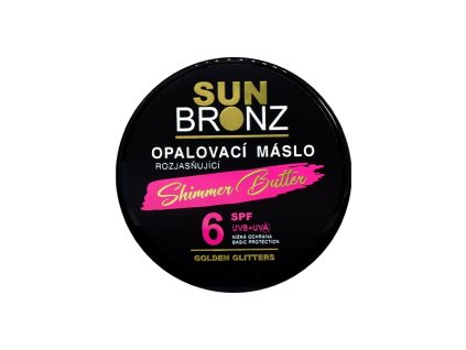 SUN BRONZ Rozjasňujúce opaľovacie maslo SPF 6 s glitrami
                   100 ml