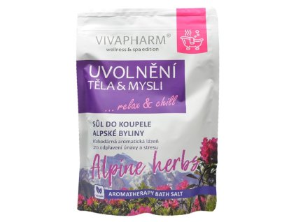 VIVAPHARM Soľ do kúpeľa alpské byliny UVOĽNENIE TELA A MYSLE relax&chill
                   1000 g