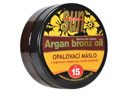 SUN Argan oil opaľovacie MASLO SPF 15 s arganovým olejom pre rýchle zhnednutie                   200 ml - výpredaj POSLEDNÝ 1KS