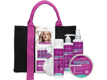 KERATÍN & KOFEÍN darčekové balenie vlasovej kozmetiky pre ŽENY v taške