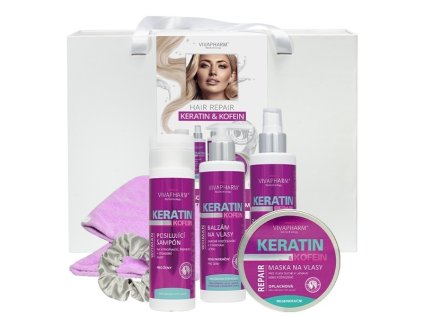 KERATÍN & KOFEÍN darčekové balenie vlasovej kozmetiky pre ŽENY v papierovom boxe