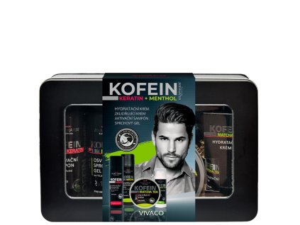 KOFEÍN & MENTHOL darčekové balenie kozmetiky pre MUŽOV v plechovom boxe
