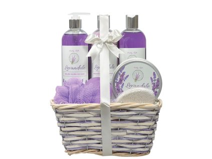 BODY TIP LEVANDUĽA PREMIUM darčekové balenie s levanduľovým olejom v prútenom obale