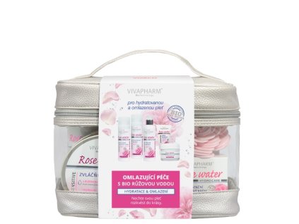 ROSE WATER darčekové balenie kozmetiky s ružovou vodou v kozmetickej taške
