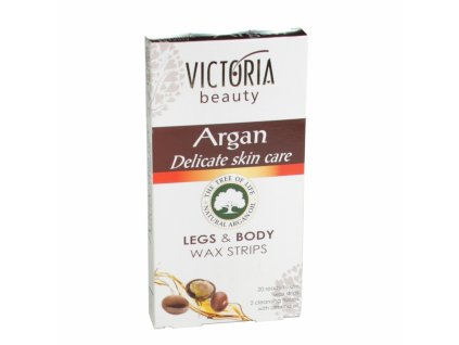 Victoria Beauty Argan depilačné pásiky na telo s arganovým olejom 20 ks