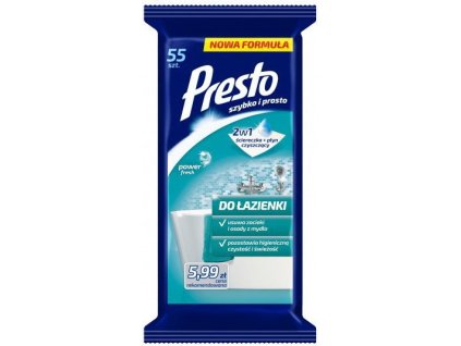 Presto vlhčené čistiace obrúsky 55ks na kúpeľne