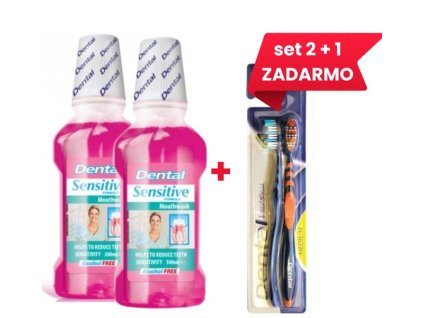 Set 2+1 ZDARMA – Dental Sensitive ústna voda 300 ml + Dental Clean Medium zubná kefka 2 ks