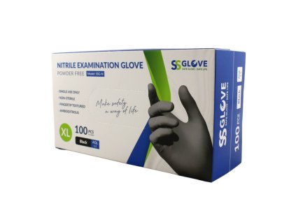 Nitrilové rukavice jednorázové SSGLOVE čierne XL 100ks