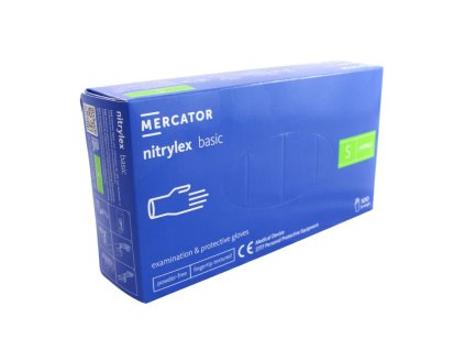Nitrilové rukavice jednorázové MERCATOR nitrylex basic - tmavo modré S 100ks