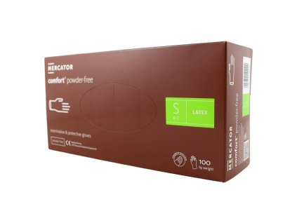 Latexové rukavice MERCATOR COMFORT nepúdrované S 100ks