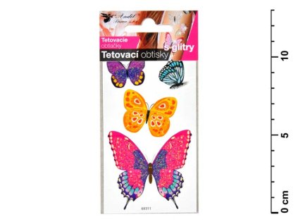 Anděl Tetovací obtisky 1102 s glitrami 10,5x6 cm- motýli