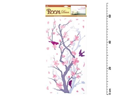 Anděl Samolepiaca dekorácia 638 69x32cm šedoružová konár