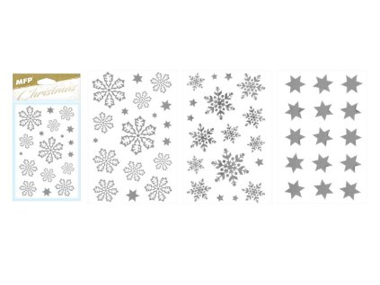 MFP 8882324 Samolepka vianočná vločky 80x120mm strieborná