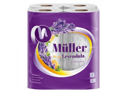 Toaletný papier Müller Med a Levanduľa 100% celulóza, 3 vrst., 8 ks