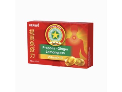 Pastilky/cukríky na cmúľanie so zázvorom, propolisom a vitamínom C - 12ks - Herbin