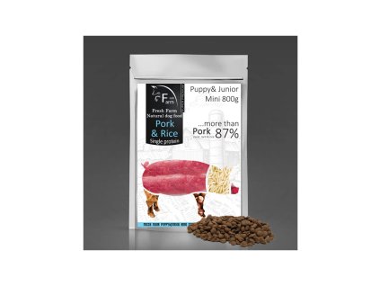 fresh farm puppyjunior mini single protein pork rice 800g