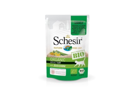 schesir cat bio kuracie a bravcove s cuketou 85g