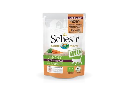schesir cat bio sterilized hovadzie a kuracie s mrkvou 85g