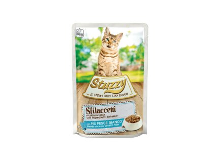 stuzzy cat shreds trhane maso z bielych druhov ryb 85g