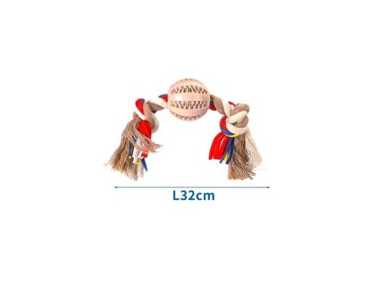 bavlnene lano s 2 uzlami nobleza 32cm bezove