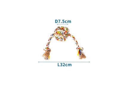 bavlnene lano s loptou a 2 uzlami nobleza 32cm bezove
