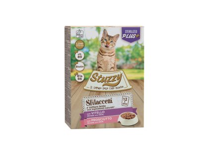 stuzzy cat shreds multipack sterilized trhane telacie a bravcove maso 12x85g