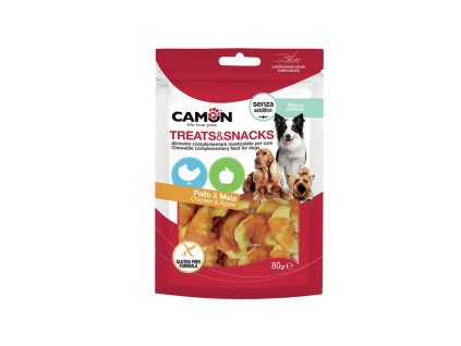 camon treatssnacks dog kusky kurata s jablkom 80g