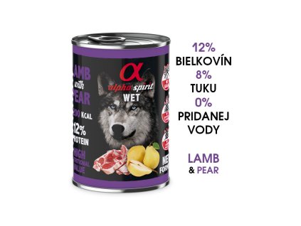 alpha spirit dog wet lamb pear 400g