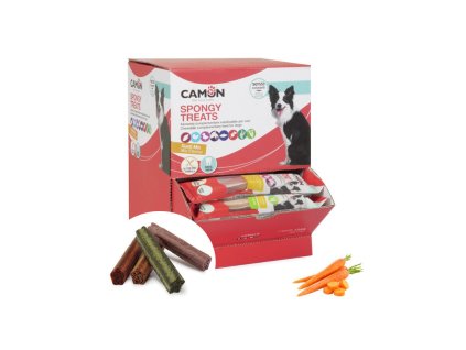 camon dental dog spongy treats tycinka bataty kura a mrkva 28g
