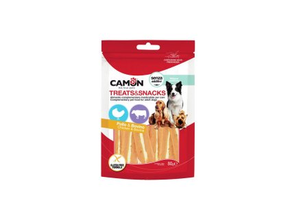 camon treatssnacks dog steaky kuracie s hovadzou kozou 80g