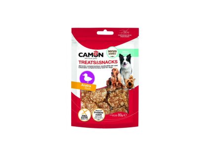 camon treatssnacks dog kruzky kacica s ryzou 80g