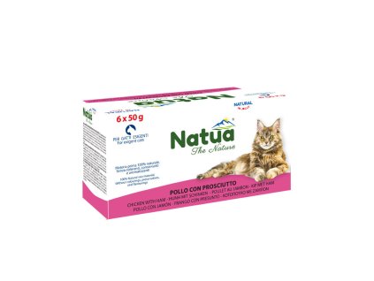 natua cat adult multipack kuracie filety a sunka 6x50g