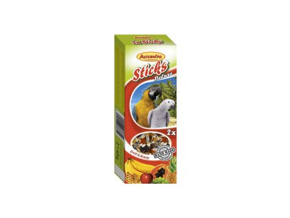 avicentra tycinka pre velke papagaje s ovocim a medom 2x65g