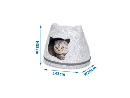 domcek pre macku nobleza ear grey 43x35x36cm