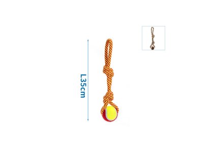 bavlnene lano s loptou 35cm cervenehnede