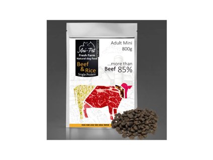 fresh farm adult mini single protein beef rice 800g
