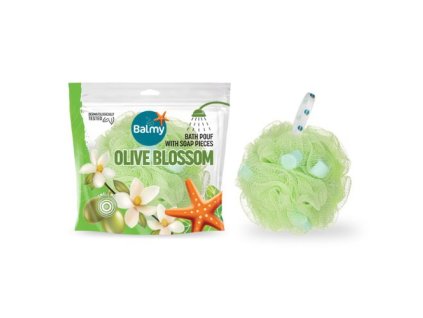 e66d874babca21 kupelnova spongia s kuskami olivoveho mydla balmy 23g