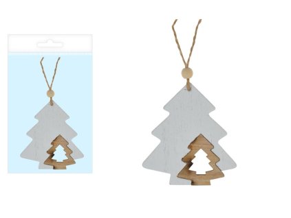 MFP 8886004 Záves Stromček drevo biely 8cm