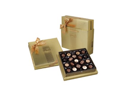 Čokoládová bonboniéra BOLCI Diamond Gold s darčekovou taškou 215g