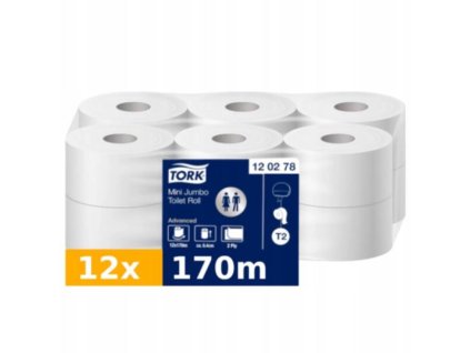 Tork Toaletný papier Mini Jumbo T2 2vr. 850útr. (12ks)
