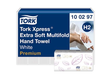 Tork Xpress® MULTIFOLD Premium jemná skladaná utierka na ruky H2 2-vr, celulóza biela 2100ks