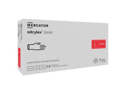 Nitrilové rukavice jednorázové MERCATOR nitrylex classic – biele L 100ks