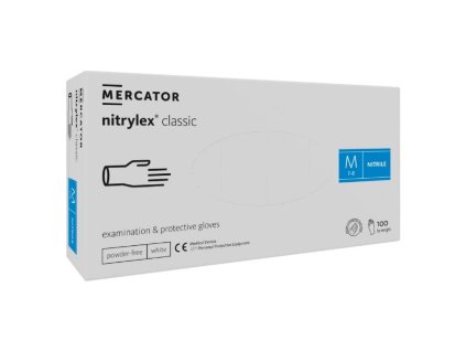 Nitrilové rukavice jednorázové MERCATOR nitrylex classic – biele M 100ks