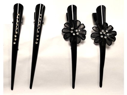 Spona do vlasov lesklá čierna ozdobná veľká 1ks